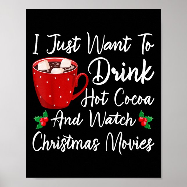 Póster Bebida Graciosa Chocolate Caliente Y Ver Películas (Frente)