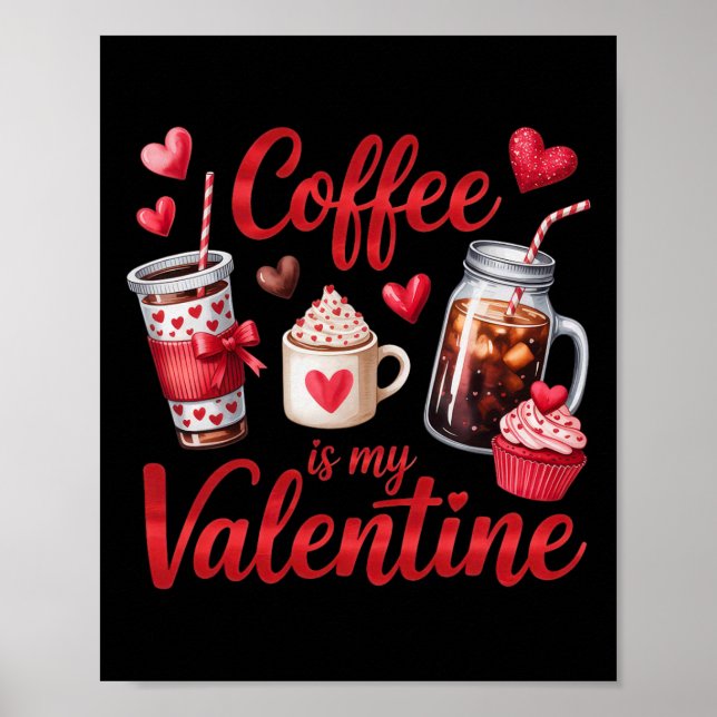 Póster Bebida Helada de Cupcake de Corazón Mi Valentín es (Frente)
