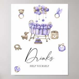 Póster Bebida para baby shower de guardería