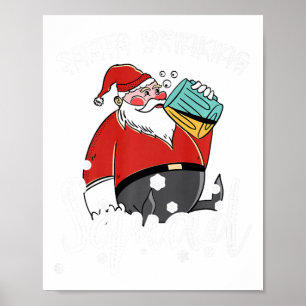 Póster Bebida Santa Xmas Beer Beer Drinker Gracioso Crist