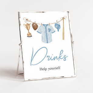 Póster Bebidas Baby Shower de beisbol pequeño asfixiante