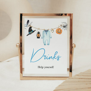 Póster Bebidas Baby Shower de Blue Little Boo Halloween