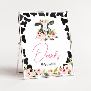 Póster Bebidas Baby Shower Floral Holy Cow