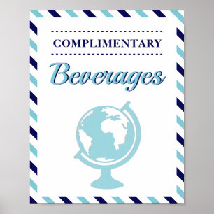 Póster Bebidas Bebidas Azul Marino Viaje Avión Aerolínea