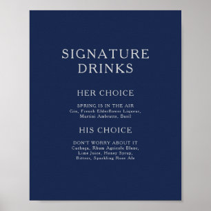 Póster Bebidas clásicas con firma azul de la Marina Minim