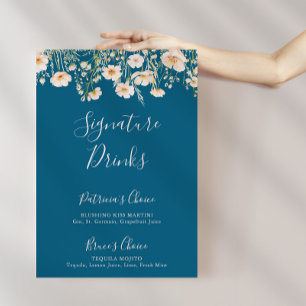 Póster Bebidas clásicas con flores silvestres de Boho Rub