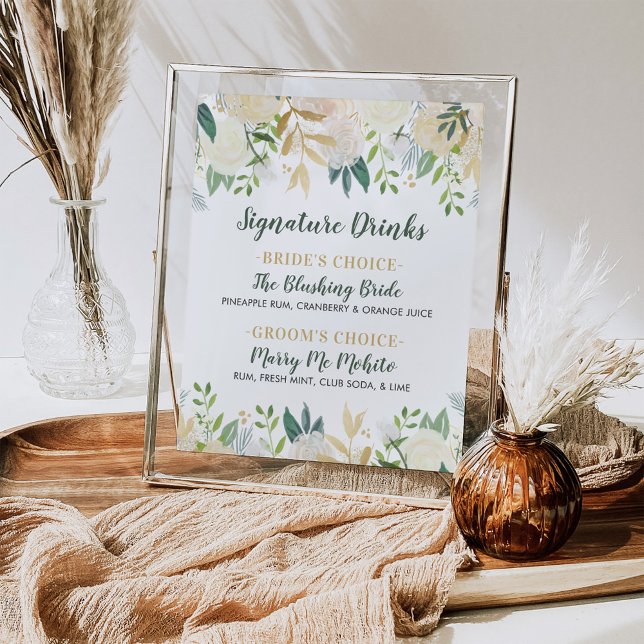 Póster Bebidas con Boda Gold Floral Green (Subido por el creador)