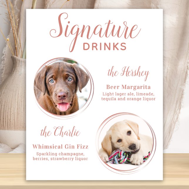 Póster Bebidas con firma Boda elegante Rosa Mascota de or (Subido por el creador)