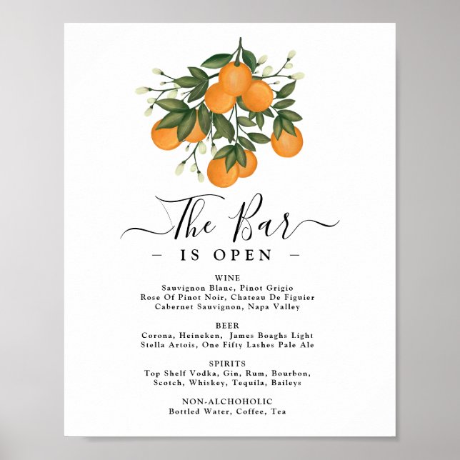 Póster Bebidas con firma de Boda de verano en el Citrus (Frente)