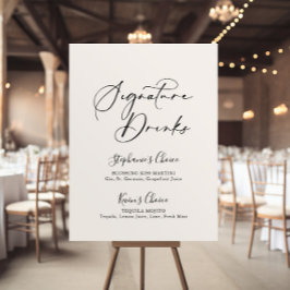 Póster Bebidas con firma de caligrafía elegante e idílica