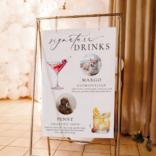 Póster Bebidas con firma de fotos de mascotas mínimas de 