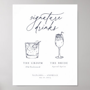 Póster Bebidas con firma de la marina Minimalista de Moda