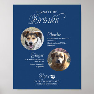Póster Bebidas con Foto de Mascotas Firma de Boda