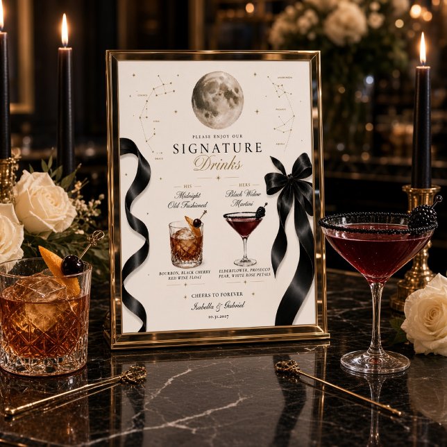 Póster Bebidas con la firma de la luna celestial de lujo (Subido por el creador)