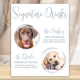 Póster Bebidas con nombre Pet casamiento azul polvoriento