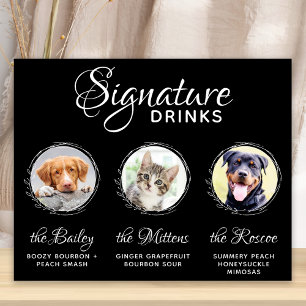 Póster Bebidas con Sello de Mascotas Negras Bar de Bodas