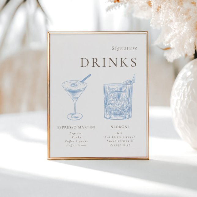 Póster Bebidas de autor de la línea floral azul francesa (Subido por el creador)