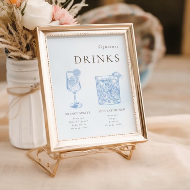 Póster Bebidas de autor de la línea floral azul francesa (Subido por el creador)