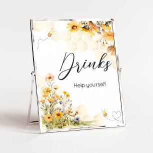 Póster Bebidas de Baby Shower de Little Honey de girasol