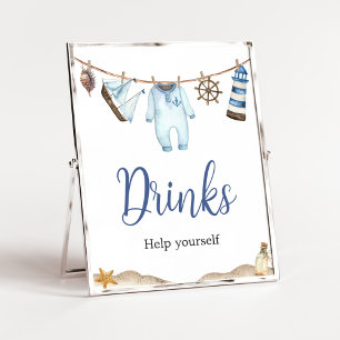 Póster Bebidas de Baby Shower Nautical Sailor Ahoy