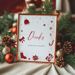 Póster Bebidas de Baby Shower para Navidades de bebé de S