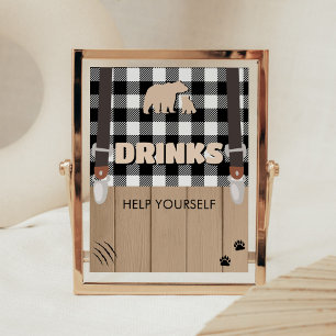 Póster Bebidas de Baby Shower rustic Plaid Lumberjack