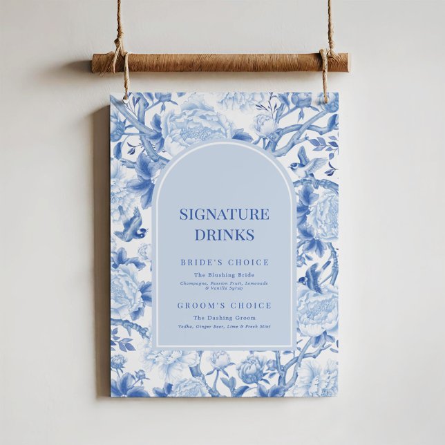 Póster Bebidas de Boda Chinoiserie azul blanco (Subido por el creador)