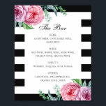 Póster Bebidas de boda floral de boho rosa negro y blanco<br><div class="desc">Boda blanco y negro bebe un bar poster con flores de boho rosa acuarela. Adecuado para cumpleaños,  aniversario y cualquier otro fiesta. Por favor,  contáctame si necesitas artículos adicionales.</div>