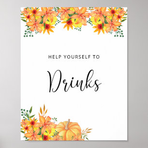 Póster Bebidas de calabaza floral