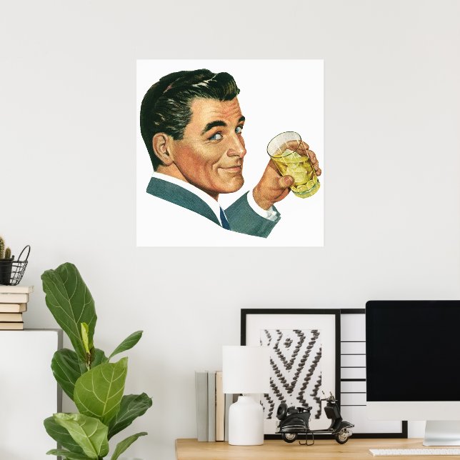 Póster Bebidas de Cocktails de época, bebidas de hombre (Oficina en casa)
