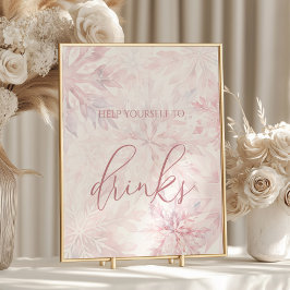 Póster Bebidas de copo de nieve rosa Chica de Baby Shower