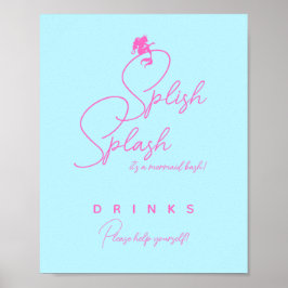 Póster Bebidas de fiesta de cumpleaños de Sirena minimali