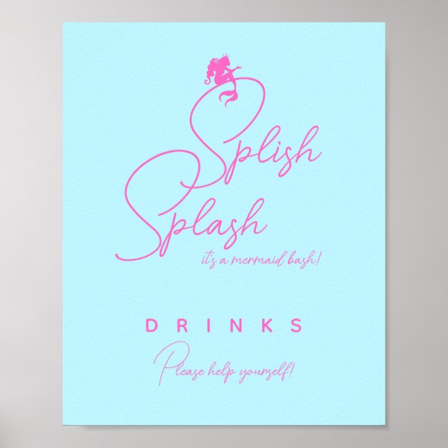 Póster Bebidas de fiesta de cumpleaños de Sirena minimali (Frente)