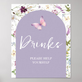 Póster Bebidas de Fiesta de Jardín de Mariposa Silvestre