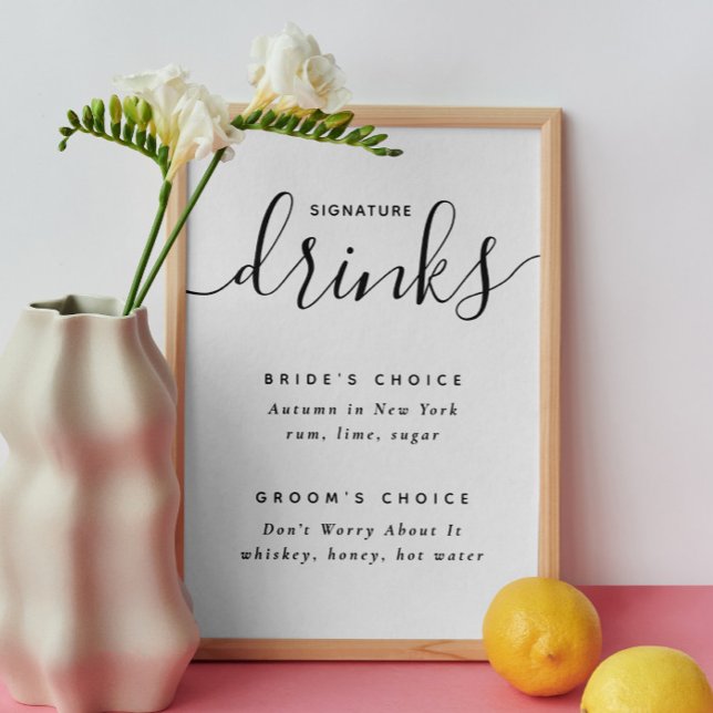 Póster Bebidas de firma. Boda elegante en blanco y negro (Subido por el creador)