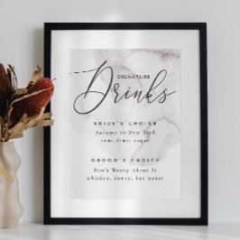 Póster Bebidas de firma. Boda violeta y elegante
