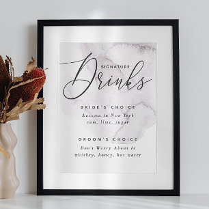 Póster Bebidas de firma. Boda violeta y elegante