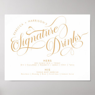 Póster Bebidas de Firma con Letra Romántica para Bar de B