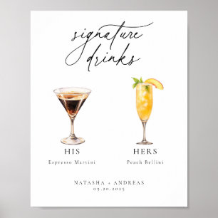 Póster Bebidas de firma de cócteles contemporáneos