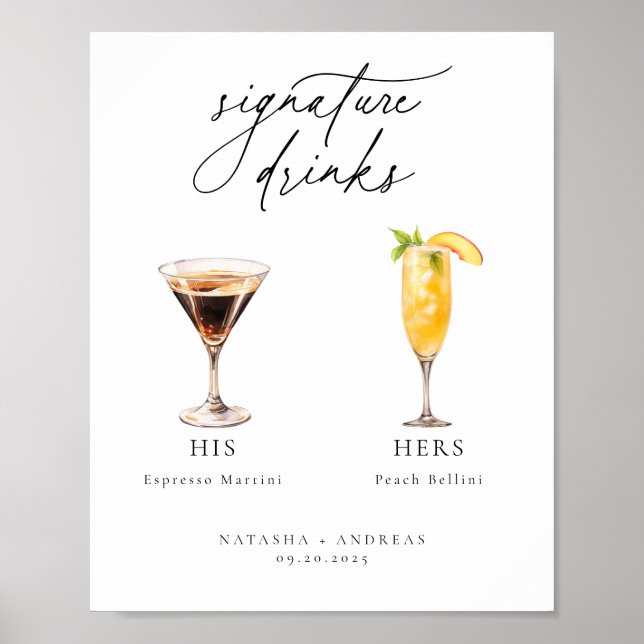 Póster Bebidas de firma de cócteles contemporáneos (Frente)