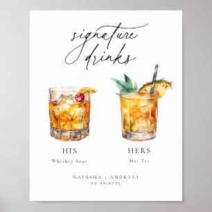 Póster Bebidas de firma de cócteles contemporáneos