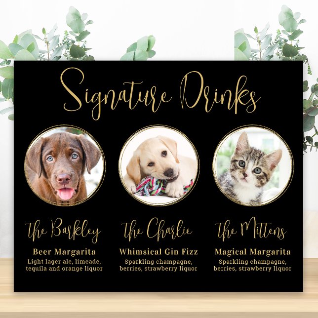 Póster Bebidas de firma elegantes para bodas de mascotas  (Subido por el creador)