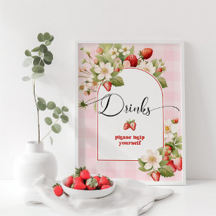 Póster Bebidas de fresa te ayudan a tu cumpleaños