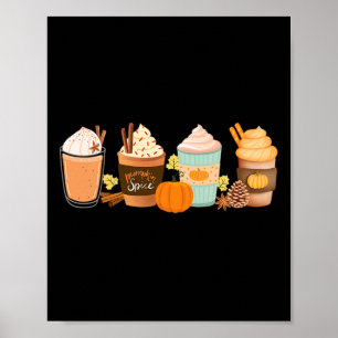 Póster Bebidas de Latte de Especias de Calabaza Cafés de 