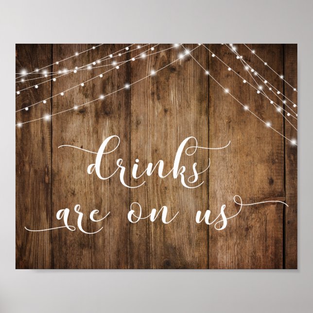 Póster Bebidas de Madera y Luces en el Rótulo de la recep (Frente)
