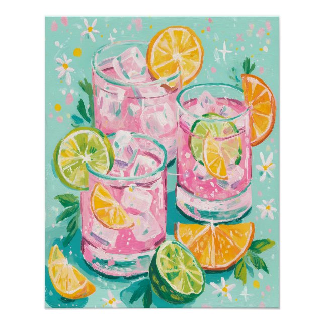 Póster Bebidas de verano con estética moderna (Anverso)