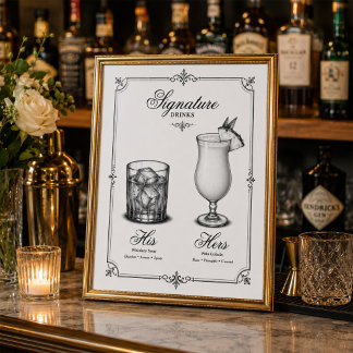 Póster Bebidas Destacadas Boda De Él y Ella