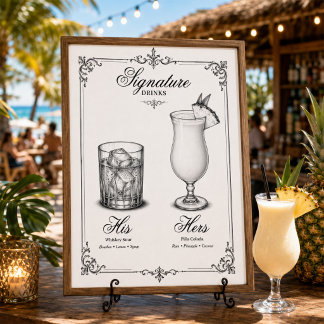 Póster Bebidas Destacadas Boda De Él y Ella