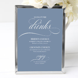 Póster Bebidas Destacadas Dusty Blue Letrero de Boda Eleg