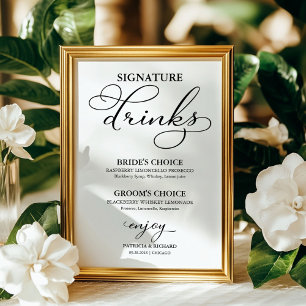 Póster Bebidas Destacadas Letrero de Boda Elegante